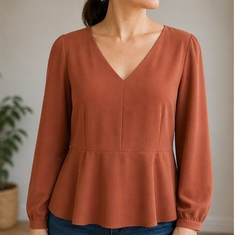 Rust V Neck Top - Picture 2 of 6